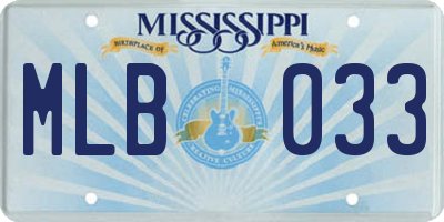 MS license plate MLB033
