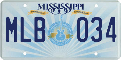 MS license plate MLB034