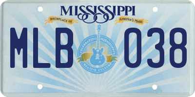 MS license plate MLB038