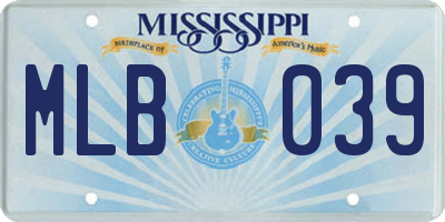 MS license plate MLB039