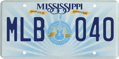 MS license plate MLB040