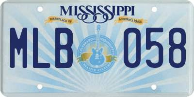 MS license plate MLB058