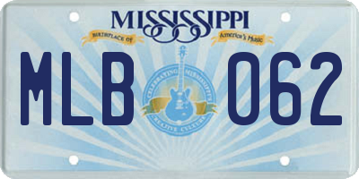 MS license plate MLB062
