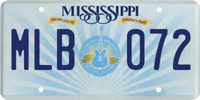MS license plate MLB072