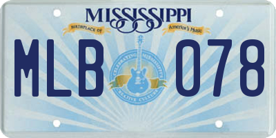 MS license plate MLB078