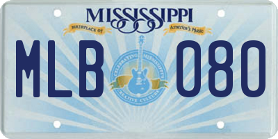 MS license plate MLB080