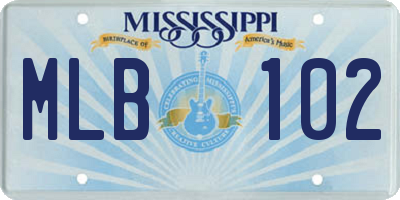 MS license plate MLB102