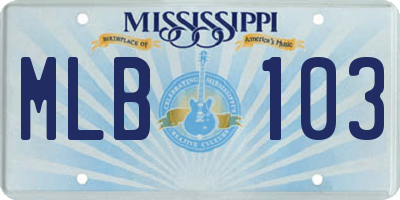MS license plate MLB103