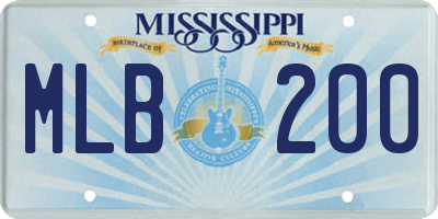MS license plate MLB200
