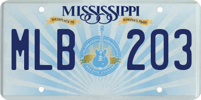 MS license plate MLB203