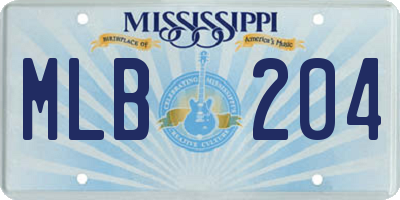 MS license plate MLB204
