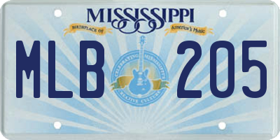 MS license plate MLB205