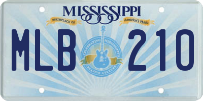 MS license plate MLB210