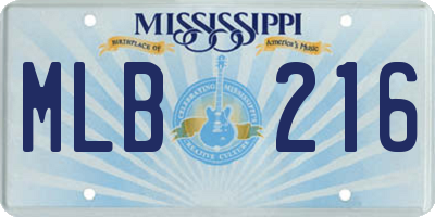 MS license plate MLB216