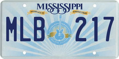 MS license plate MLB217