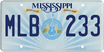 MS license plate MLB233