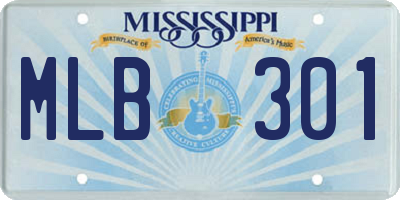 MS license plate MLB301