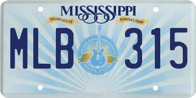 MS license plate MLB315