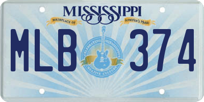 MS license plate MLB374