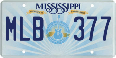 MS license plate MLB377