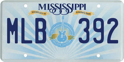 MS license plate MLB392