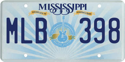 MS license plate MLB398