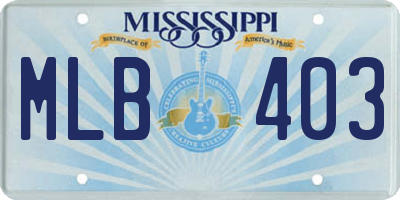 MS license plate MLB403