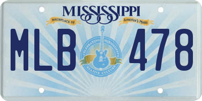 MS license plate MLB478