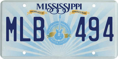 MS license plate MLB494