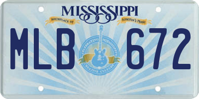 MS license plate MLB672