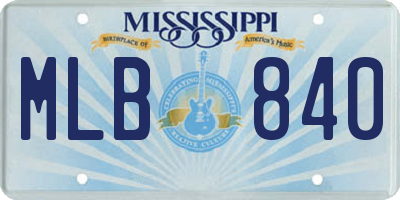 MS license plate MLB840