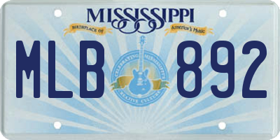 MS license plate MLB892
