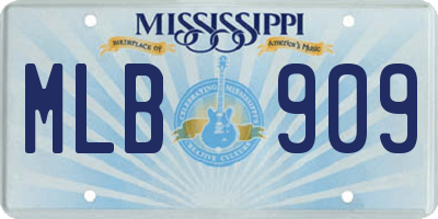 MS license plate MLB909