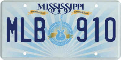 MS license plate MLB910