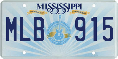 MS license plate MLB915
