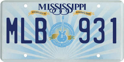 MS license plate MLB931