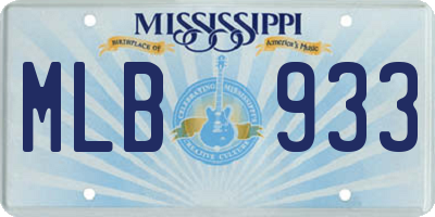 MS license plate MLB933