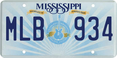 MS license plate MLB934