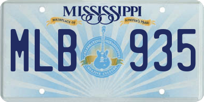 MS license plate MLB935