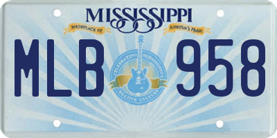 MS license plate MLB958