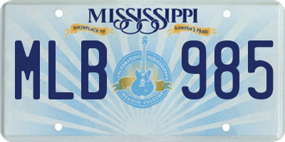 MS license plate MLB985