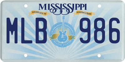 MS license plate MLB986