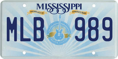MS license plate MLB989