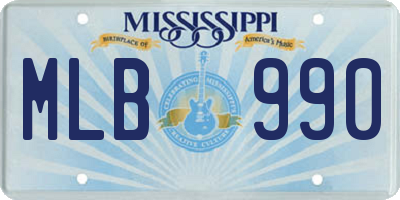 MS license plate MLB990