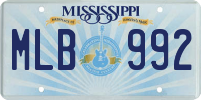 MS license plate MLB992