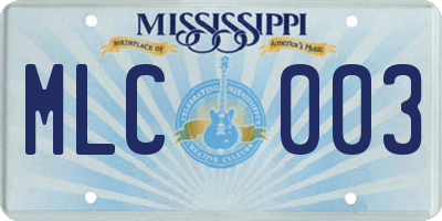 MS license plate MLC003