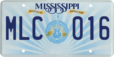 MS license plate MLC016