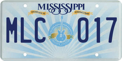 MS license plate MLC017
