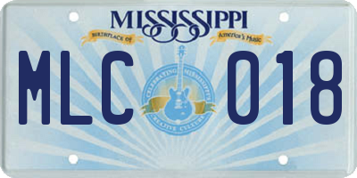 MS license plate MLC018