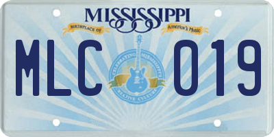MS license plate MLC019